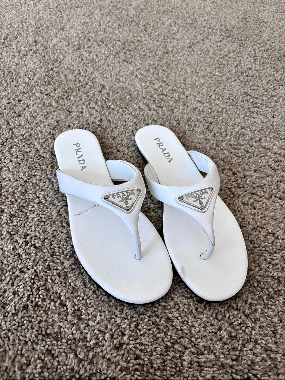 NEW Padded Nappa Leather Thong Sandals in white